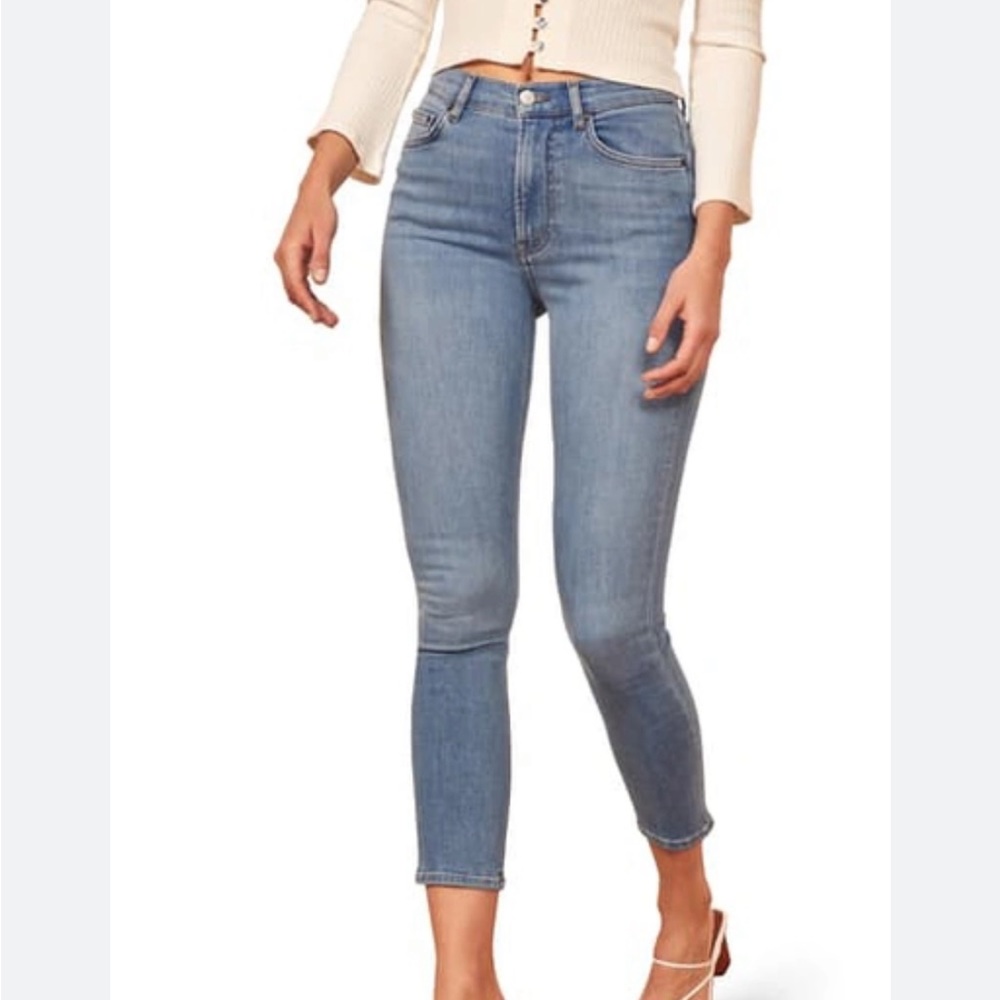 Reformation jeans high & skinny crop  Barbados style LY796 size 29 blue